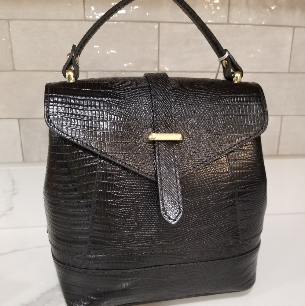 NEW Divina  Firenze genuine leather convertible bag backpack in Black - Picture 3 of 11